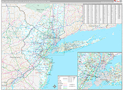 New York-Newark-Jersey City Metro Area Wall Map Premium Style 2026